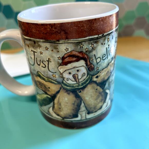 Lang & Wise Mug 2001 KHC #3 Snowman Named Just Bob Karen Hillard Crouch - Picture 5 of 7